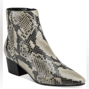 MARC Fisher Women's Snake Skin Tammea2 Leather Block Heel Ankle Fashion Boots